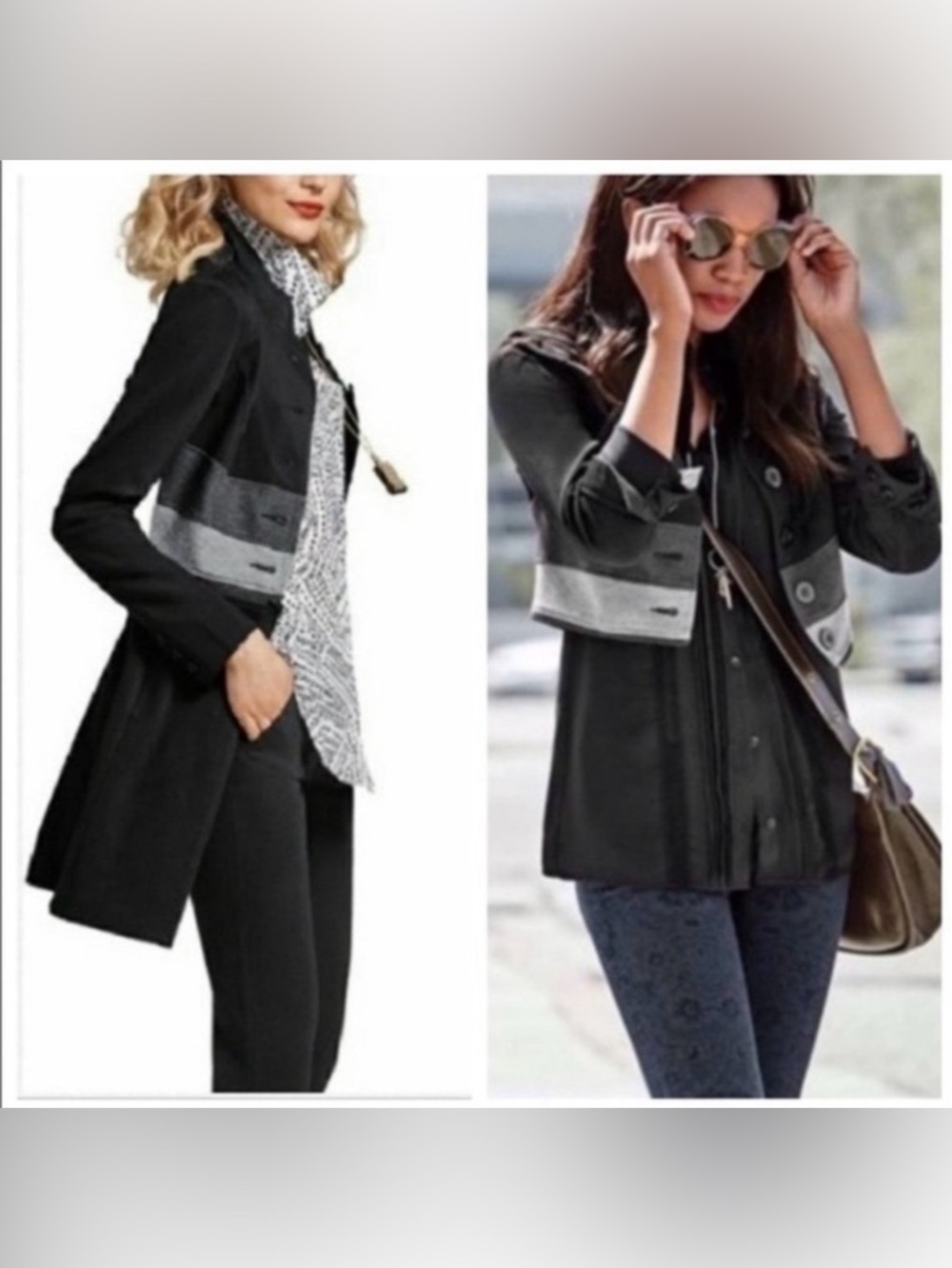 CAbi 3176 Convertible Crop & Duster Jacket Black /Gray Size Small - Picture 1 of 12